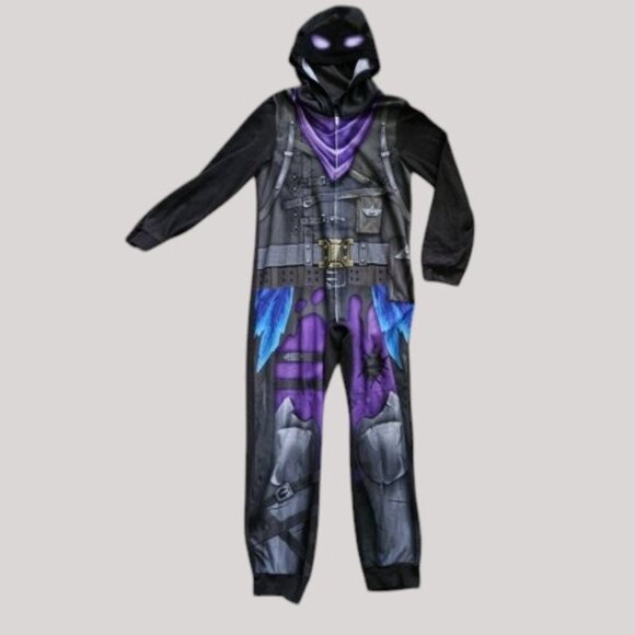 * FORTNITE Hooded Fleece One Piece Pajama Sleeper Boys Size 12 - Picture 1 of 5